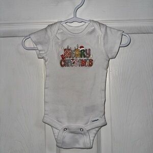 NWOT Handcrafted Christmas Onesie 0-3 Months